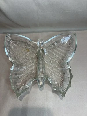 Bandeja de plato de baratija mariposa de vidrio transparente Cottagecore 335d Foto 1 de 4