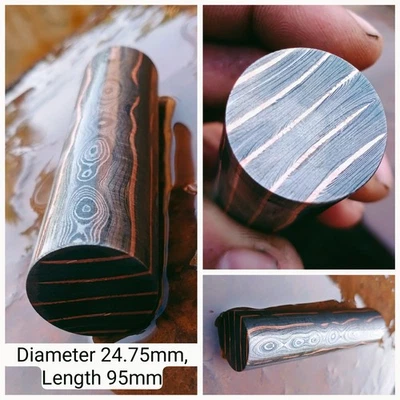 Copper Damascus Round Steel Rod Billet Bar Hand Forged for Custom Handmade Rings - Image 1 of 4