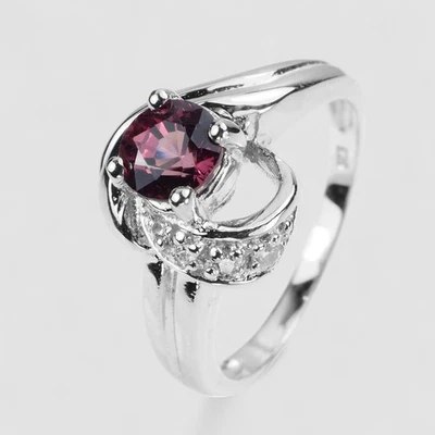 Anéis finos de prata esterlina 925 granada de rodolita roxa mística 0,70 ct - Imagem 1 de 4