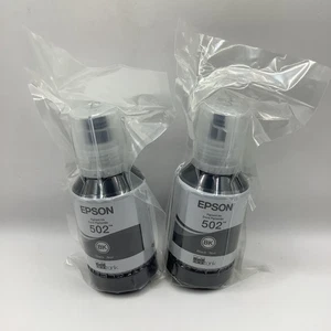 Epson 502 Black Genuine Ink Bottle - 2 Pack Lot - Exp. 2029 - Picture 1 of 5