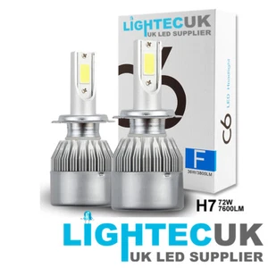 H7 WHITE 6000K CANBUS SAFE LED BULBS DIPPED MAIN BEAM REPLACEMENT RESISTORS C6 - Picture 1 of 10