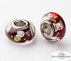 2 DARK RED XMAS ACRYLIC RESIN BEADS RONDELLE 14mm LARGE HOLE 5mm ACR203