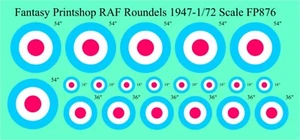 Raf Rondelle 1947 Ab 1/72 Wasserrutsche Übertragungen Aufkleber FP876 - Picture 1 of 3