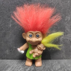 Troll vintage con bebé en brazos | Con pelo aprox. 15 cm - Imagen 1 de 7
