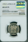 1992 SOUTH AFRICA 1 RAND NGC MS69 PL MAC SOLO FINEST GRADE & SPOTLESS RARE * 