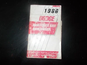 Genuine Original 1986 Dodge Power Ram Truck Ramcharger Owners Operators Manual - Picture 1 of 1