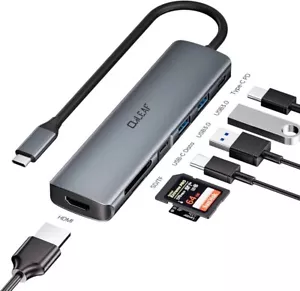 Ovileaf 7 in 1 USB-C Hub - Multiport Adapter with 2 USB 3.0, USB-C, 100W PD 4K - Picture 1 of 14