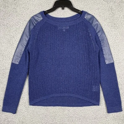 Suéter de punto abierto Brochu Walker para mujer XS cuero detalle brazo mezcla lana cachemir Foto 1 de 4