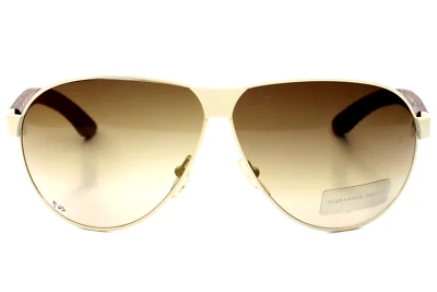 Gafas de sol Alexander McQueen AM4049S hueso blanco madera lujo Italia 64-07-135 mm Foto 1 de 4