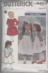 Cut Sewing Pattern 4404 girls dress gathered skirt collar apron size 4-6 1989 - Picture 1 of 2