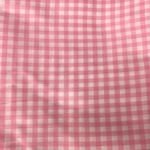 Vtg Crepe Gingham Material Fabric Textile Pink & White Check 164" x 45" 4.5 Yd  - Picture 1 of 3