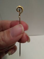 Antique/Vintage .9g Gold Question Mark With A Tiny Pearl & Diamond Hat Pin MR