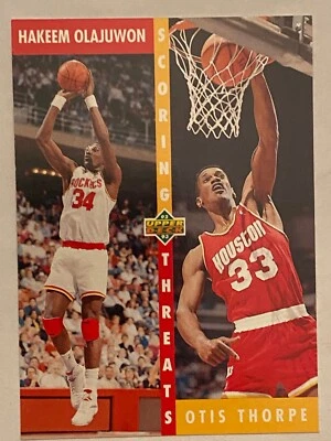 1992 Upper Deck Hakeem Olajuwon Houston Rockets #501 Scoring Threats Otis Thorpe - Image 1 of 2