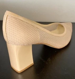MARC FISHER Womens Beige Padded Zesty Pointy Toe Block Heel Slip On Pumps 10 M - Picture 1 of 3