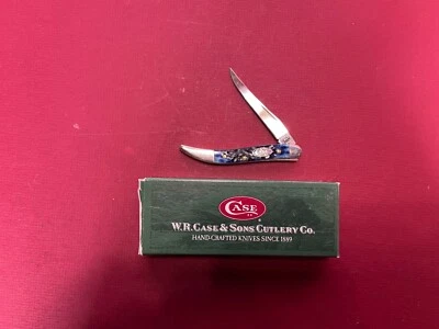 Navaja de bolsillo Case Small Texas Toothpick USA SHIELD hueso azul R610096 SS Foto 1 de 4