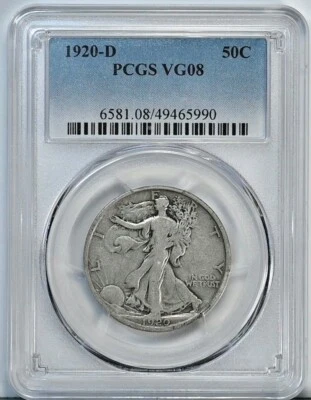 1920 D Walking Liberty G04 PCGS Graded Half Dollar Denver Coin 6581 - Image 1 of 2