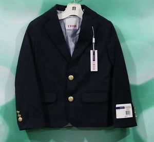 Izod Boys Size 5 Navy Blue Gold Button Regular Fit Suit Jacket MSRP $60.00 - Picture 1 of 4