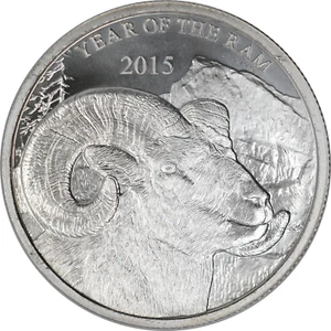 1 oz Silver Round 2015 Lunar Year of the Ram .999 Fine BU - Picture 1 of 2