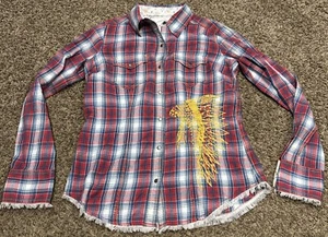 Barn Fly Trading Shirt Women S Western Wear Button Up Plaid Blouse Top NWT A21 - Picture 1 of 5