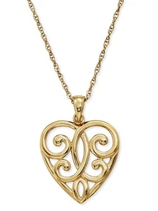 14K Oro Amarillo Chapado Plata Flor de Lis Collar con Corazón Mujer Regalo Dia - Imagen 1 de 1
