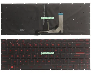New MSI MS-16R3 MS-16R4 GF63 Thin 8SC 9RCX 10SC 10SCXR Keyboard US Red Backlit - Afbeelding 1 van 3