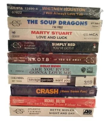 10 Cassette Tape Singles Cassingles  Lot Of 10 Whitney Houston, TKA, NKOTB - Image 1 of 4