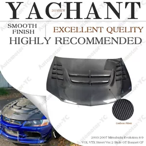CARBON vol vtx street Ver.2 GT Bonnet Hood For 03-07 Mitsubishi Evolution 8-9 - Foto 1 di 12