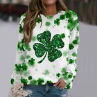 Womens St Patricks Day Prints Long Sleeve O Neck Fleece Lined Hoodies For Women