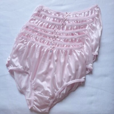 6 bragas de nailon rosa ropa interior para mujer calzoncillos suaves sedosos transparentes cintura alta 30-36" L Foto 1 de 4