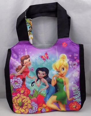 Disney Fairies Black Shoulder Bag Tote Tinkerbell 15" x 16" New Travel - Image 1 of 3
