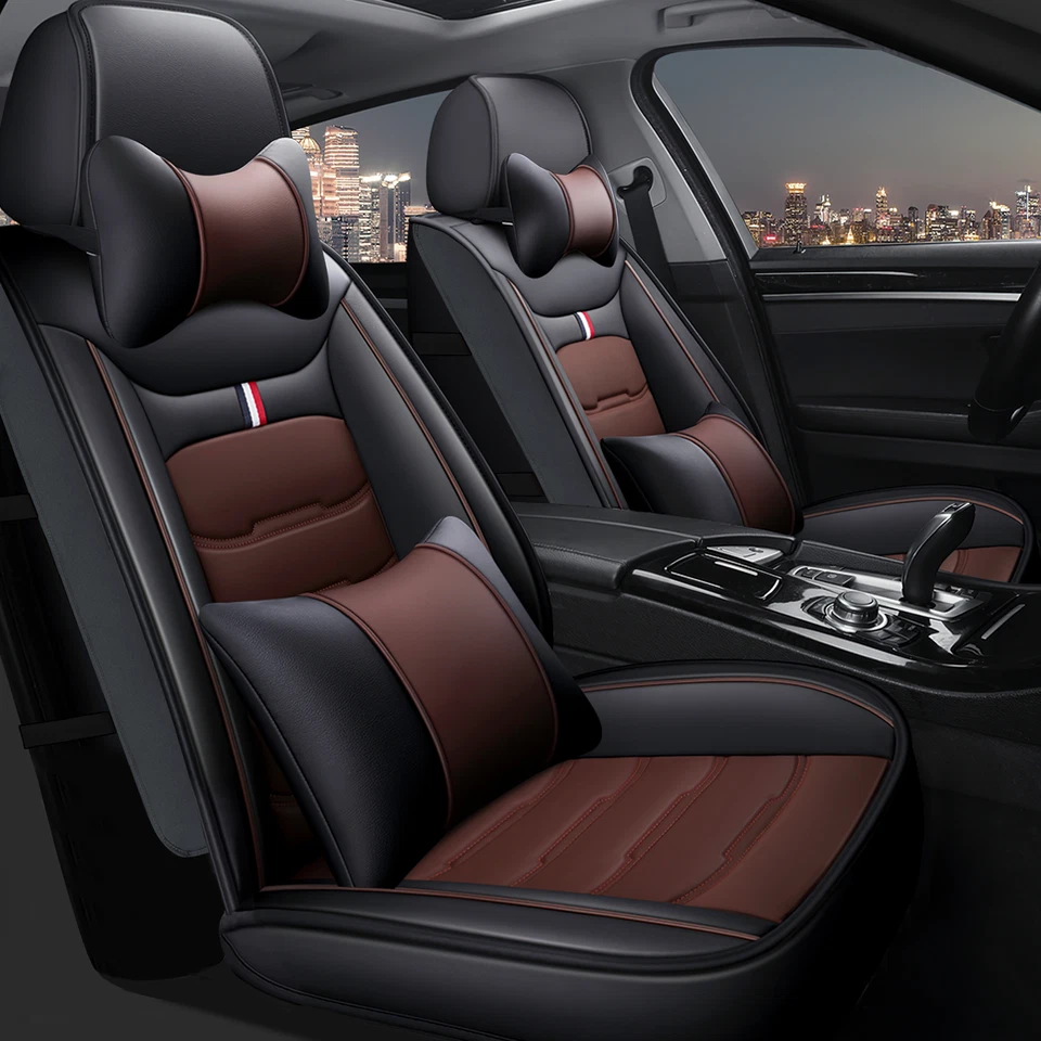 Juego completo de funda de asiento de cuero 5 asientos protector trasero delantero para Jeep Grand Cherokee Foto 1 de 4