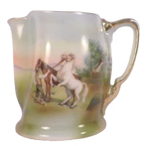 Royal Bayreuth Horse Creamer Porcelain Man Breaking Training White Horse Antique - Picture 1 of 7