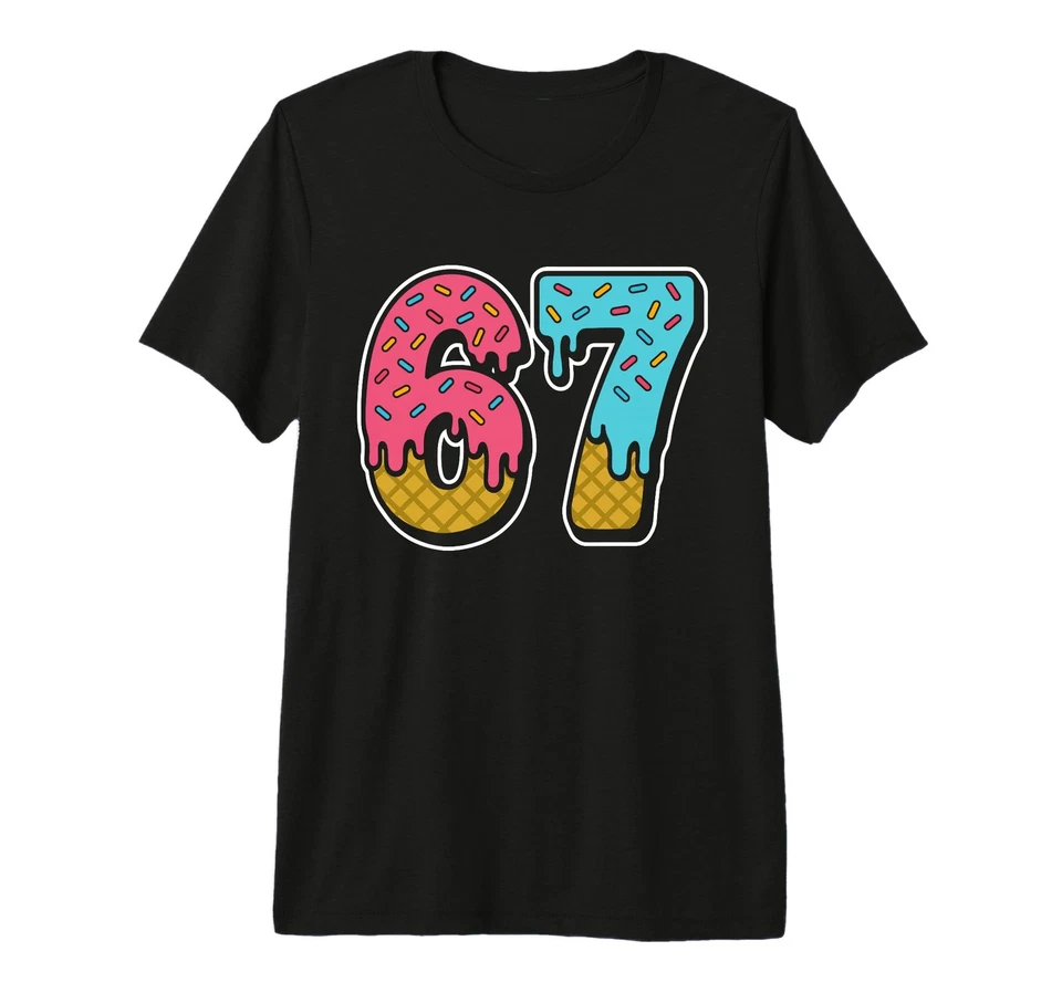Camiseta 67 Ice Cream Drip Meme Funny Six Seven Gen Alpha Slang Premium Tri-Mezcla Foto 1 de 1