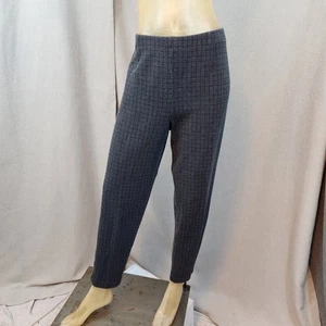 J Jill Ponte Gray w Black Checks Casual Stretch Slim Leg Pants Leggings LARGE - Picture 1 of 6