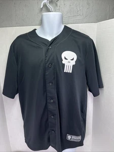 LARGE The Punisher Baseball Jersey Mens Shirt Marvel Mens Punisher Shirt Black - Picture 1 of 5