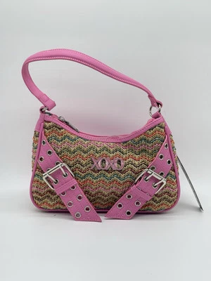Cartera de cuero tejida multicolor rosa con hebilla/correa para el hombro XOXO para mujer Foto 1 de 4