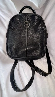 Dooney & Bourke Black Leather Backpack With Black Leather Trim - Image 1 of 4