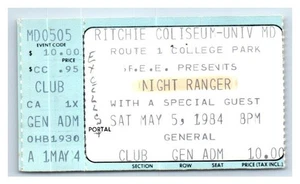 Boleto de concierto Night Ranger 5 de mayo de 1984 Universidad de Maryland - Imagen 1 de 2