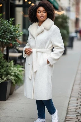 Vintage 60's Mod Coat L/XL Bagdad Fairmoor Faux Fur Swakara Coat LaFrance Fabric - Image 1 of 4