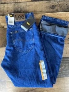 Lee Fleece Lined Jeans Relaxed Fit Straight Men's Blue Matter Size 30X30 New - Picture 1 of 10