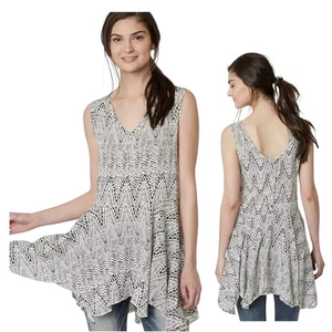 MOON & SKY Flirty Top Damen L Schal Saum schwarz-weiß V-Ausschnitt ärmellos - Bild 1 von 10