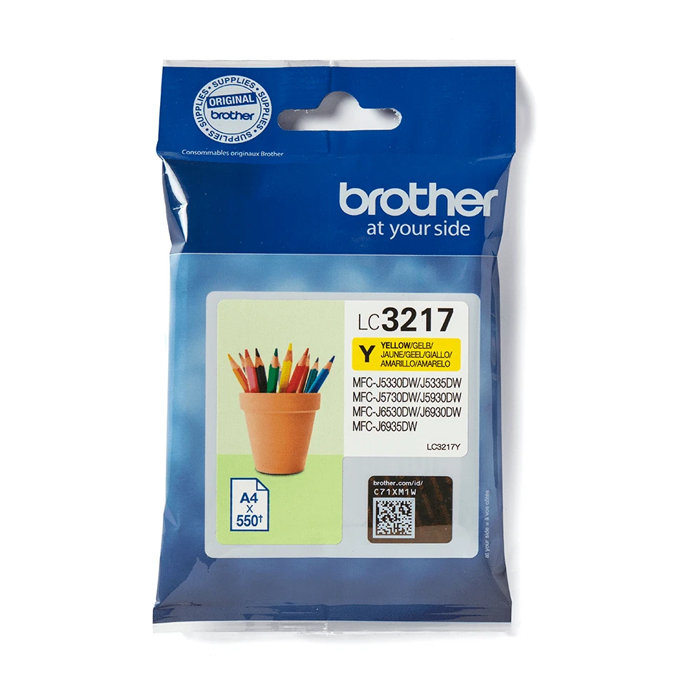 Brother LC3217Y cartouche d'encre Jaune authentique (TVA incluse) - Photo 1/1
