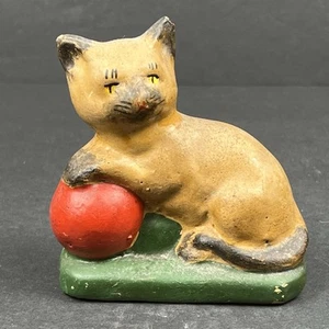 Vintage Cold Painted Cat Door Stop Paperweight Figure - Picture 1 of 10