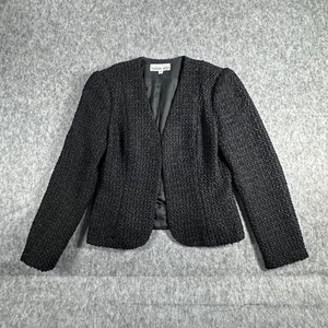 Vintage Helene Sidel Jacket Womens 8 Black Textured Blazer Union Made USA 90s - Picture 1 of 17