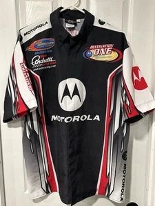 Motorola Mario Andretti Jeff Gordon Pit Crew Button Up Mens L Shirt 1G61 - Picture 1 of 7