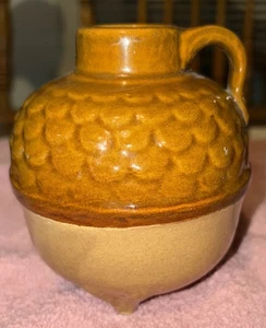 Antique Rare Uhl Pottery Acorn Wares 3 Legged Jug. Brown And Tan. - Picture 1 of 4