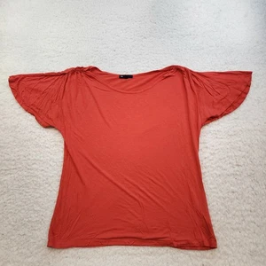 Gap Short Flutter Sleeves M Red Slinky Knit Scoop Neck Stretch Soft Casual - Picture 1 of 9