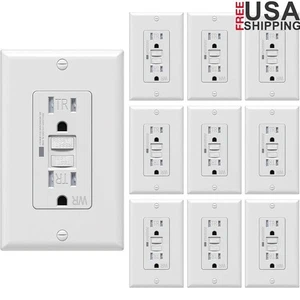 10 Pack Self-Test GFCI Outlets Tamper-Resistan Desktop Polycarbonate Home New - Picture 1 of 7