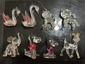 Vintage klar Acryl Plexiglas Ornament Lot 8 Stck. Hirsch, Adler, Elefant, Katze, etc. - Bild 1 von 18