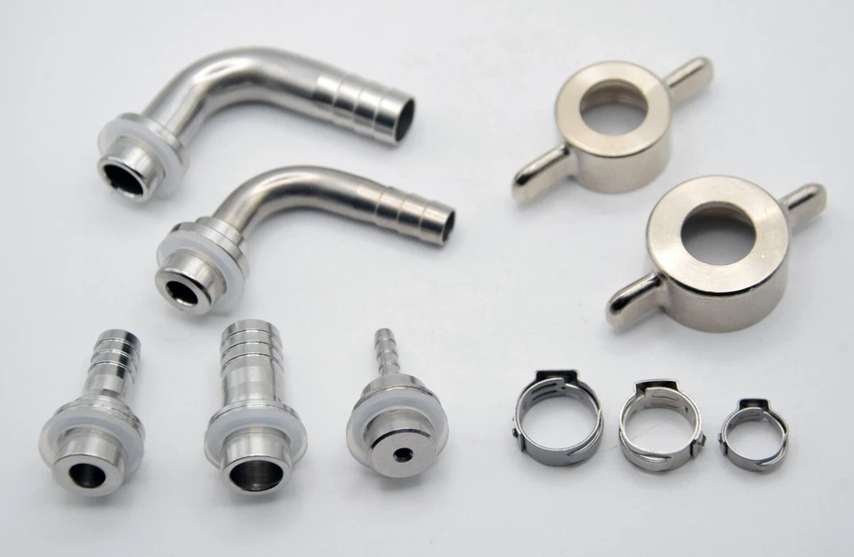 MARKENLOS Co2 Bier Schlauchtüllen Biertülle 7mm 10mm 5/8" 3/4" Flügelmutter Ohrklemmen